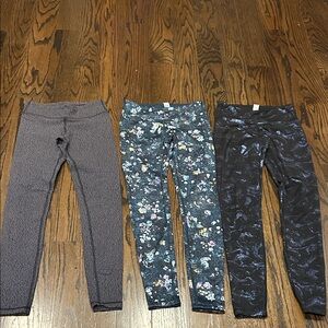 Ivivva Girls' Mixed Print Leggings in Gray, Black size 12 excellent condition